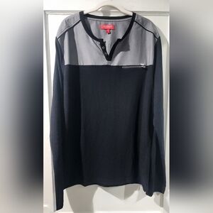 Guess Long Sleeve Henley Two-Tone Black and Gray Shirt size: XL